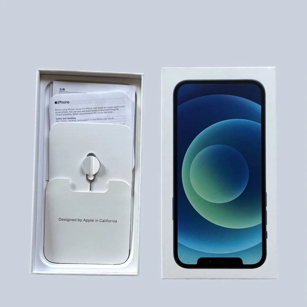 Original IPhone 12 Empty Box and Sim Ejector Tool Sturdy Cardboard Open Box